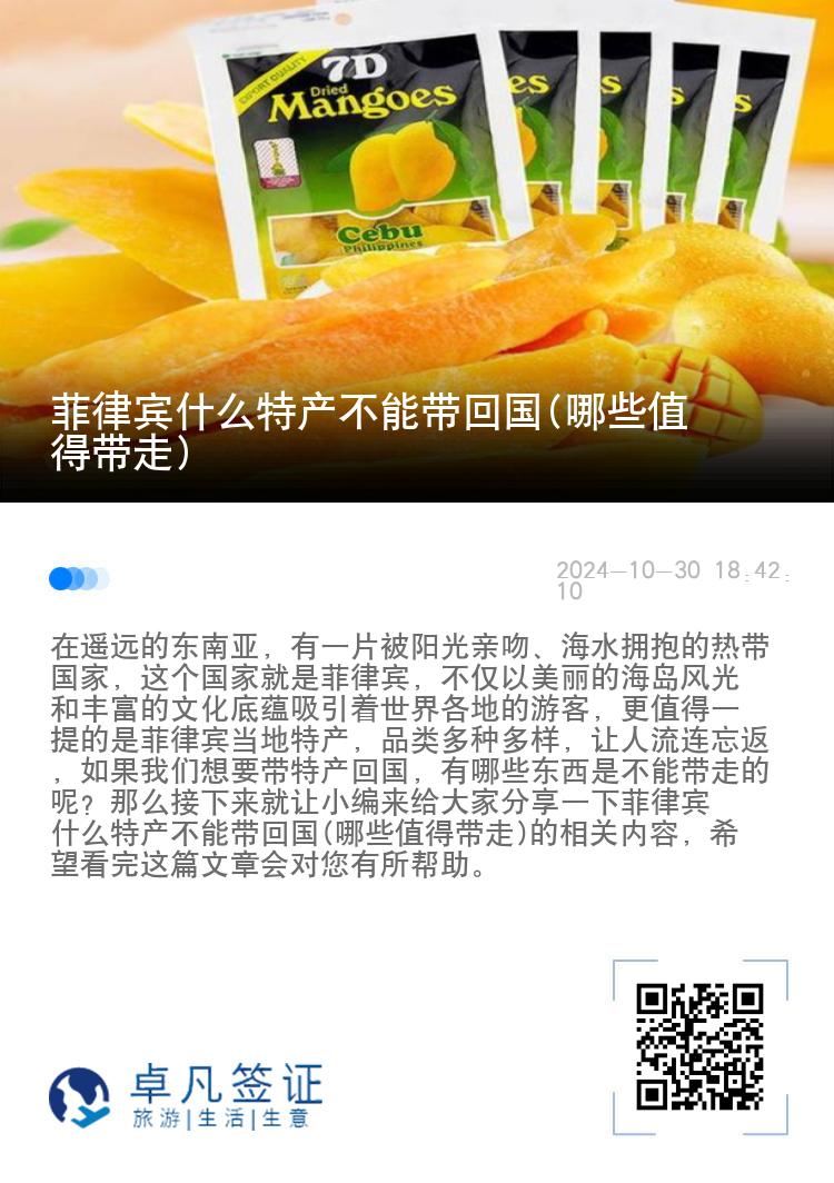 菲律宾什么特产不能带回国(哪些值得带走)