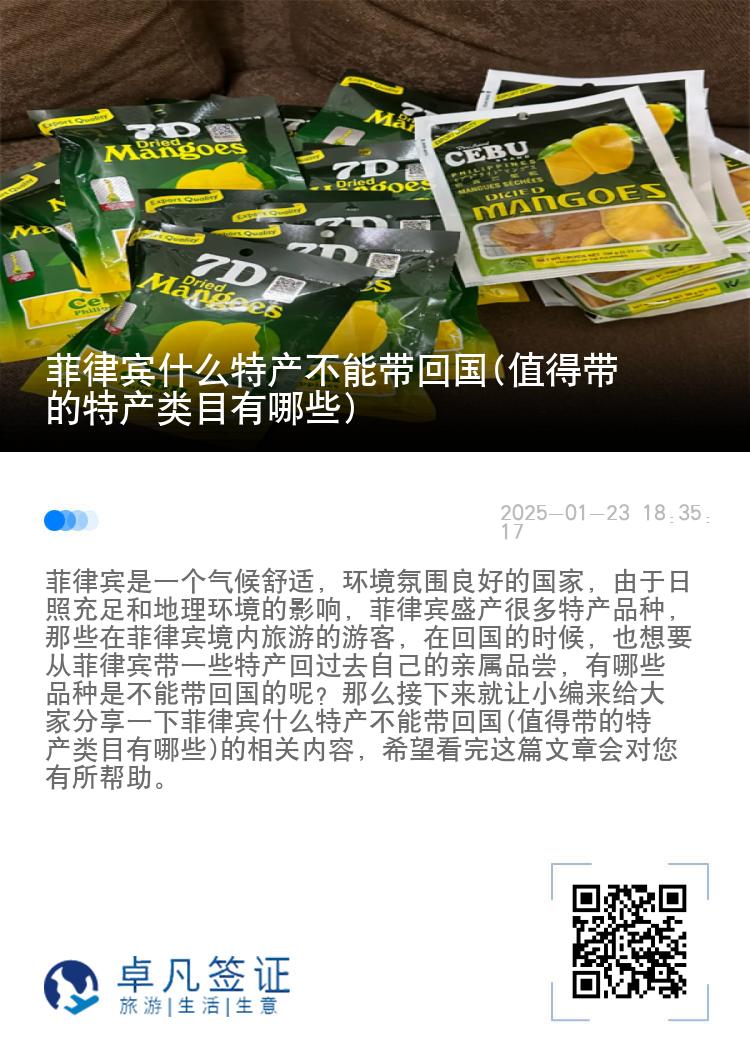 菲律宾什么特产不能带回国(值得带的特产类目有哪些)